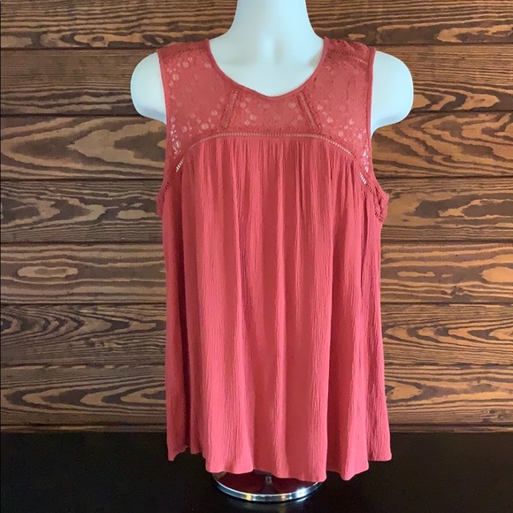 Knox Rose Tops - Knox Rose Boho Burnt Orange Lace Top 2X